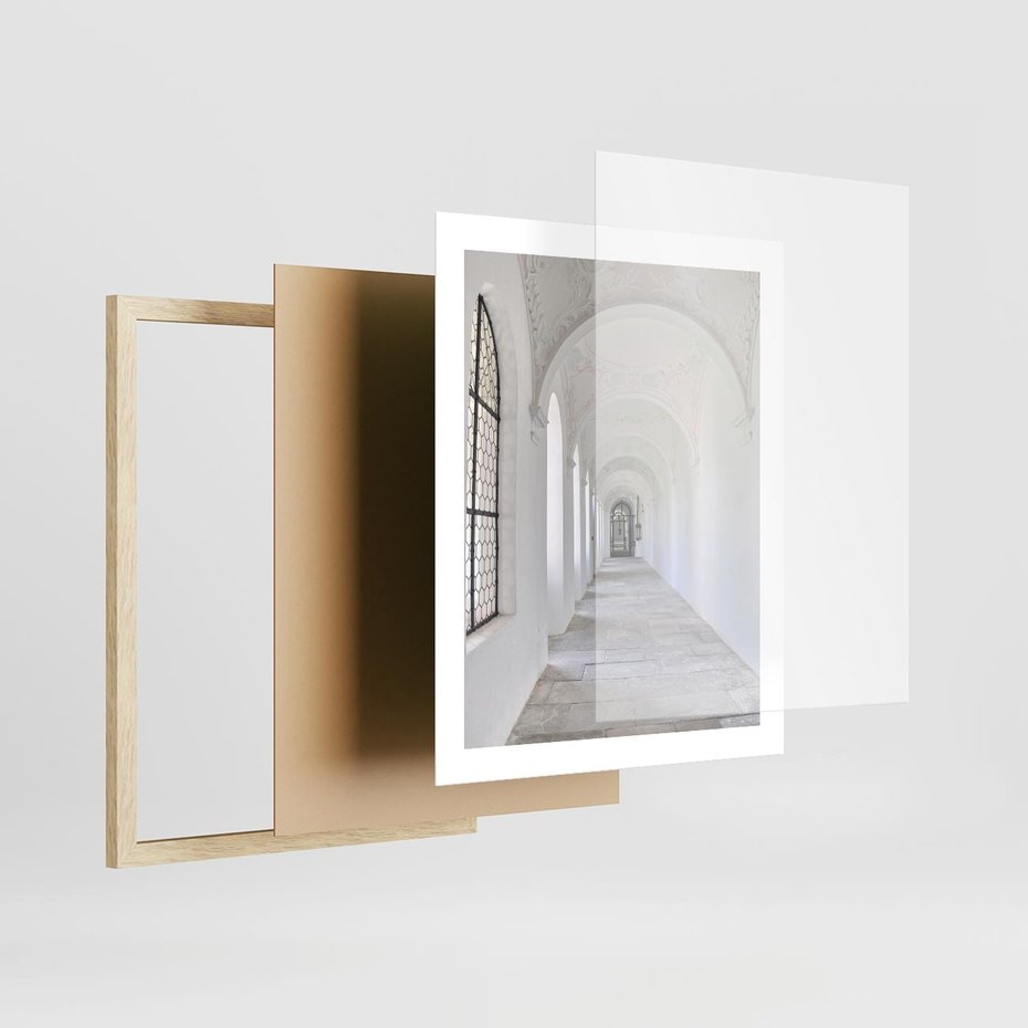 Plakat w ramie 40x50 - Architektoniczne Przejście - architektura, korytarz - rama drewno