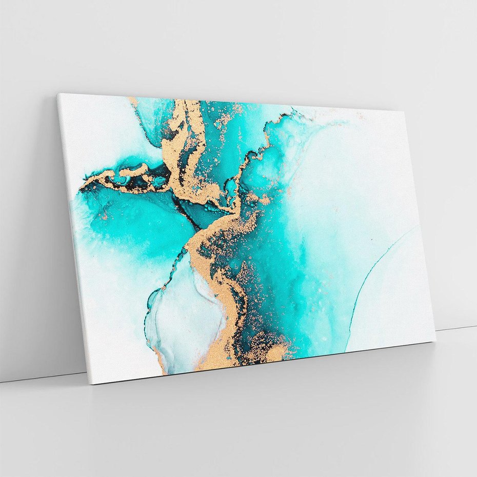 Obraz na płótnie 70x50 - Elegancja i Subtelność - marmur, złoto