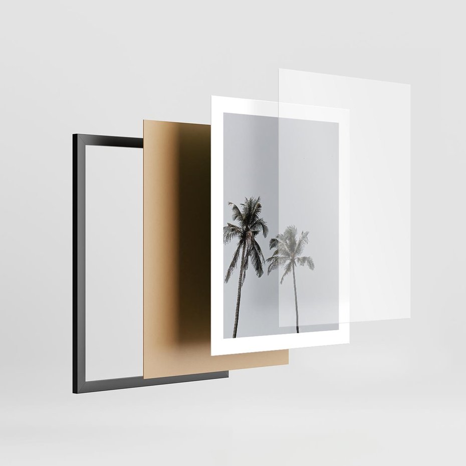 Plakat w ramie 30x40 - Tropikalny Raj: Palmy i Niebo - palmy, niebo - rama czarna