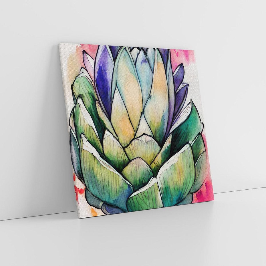 Obraz na płótnie 70x70 - Estetyczna Roślina - abstrakcja, akwarela