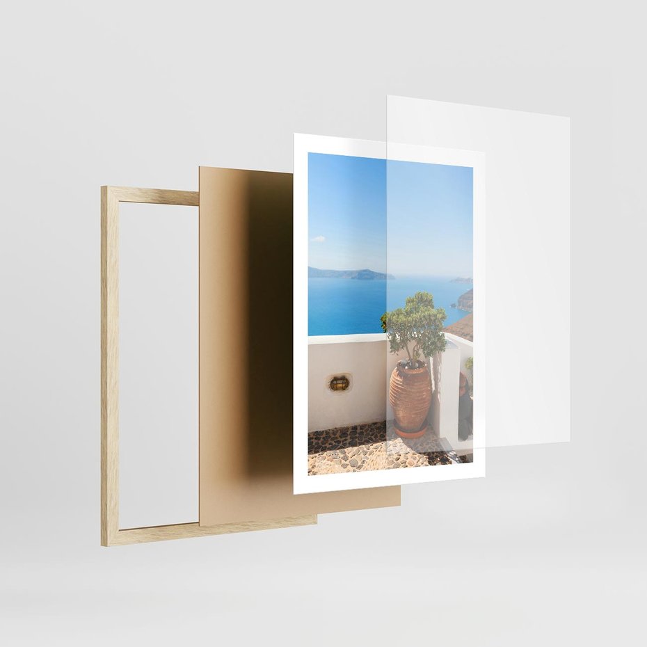 Plakat w ramie 50x70 - Santorini - oaza greckiej wyspy - Santorini, grecka - rama drewno