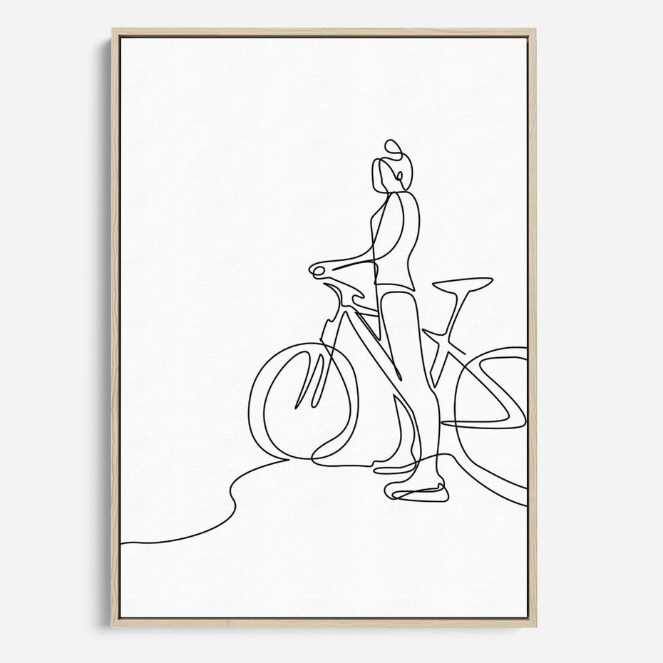 Obraz w ramie 70x100 - Minimalistyczna Przejażdżka - szkic, minimalizm - rama drewno