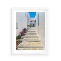 Plakat w ramie 40x50 - Urok Greckiej Uliczki - grecka, uliczka - rama biała