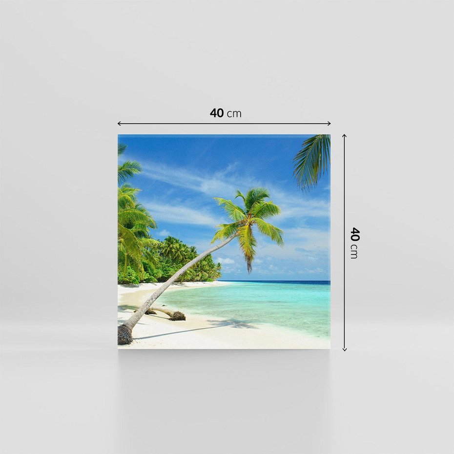 Obraz na płótnie 40x40 - Raj na Malediwach: plaża, morze i palmy - Malediwy, plaża
