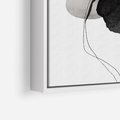 Obraz w ramie 70x100 - Wibracje Kształtów - abstrakcyjne plamy akwarelowe, czarny szkic - rama biała