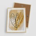 Plakat w ramie 50x70 - Monstera w Złocie - złote liście monstery, grafika - rama drewno