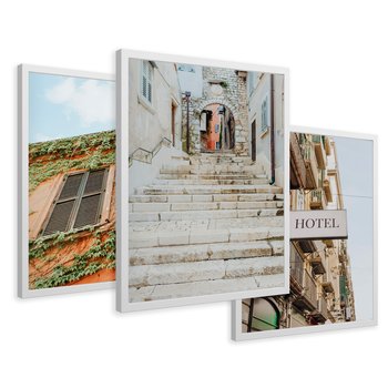 Zestaw obrazy w ramie 40x50 galeria - Podróż, Włochy, hotel, wakacje - rama biała