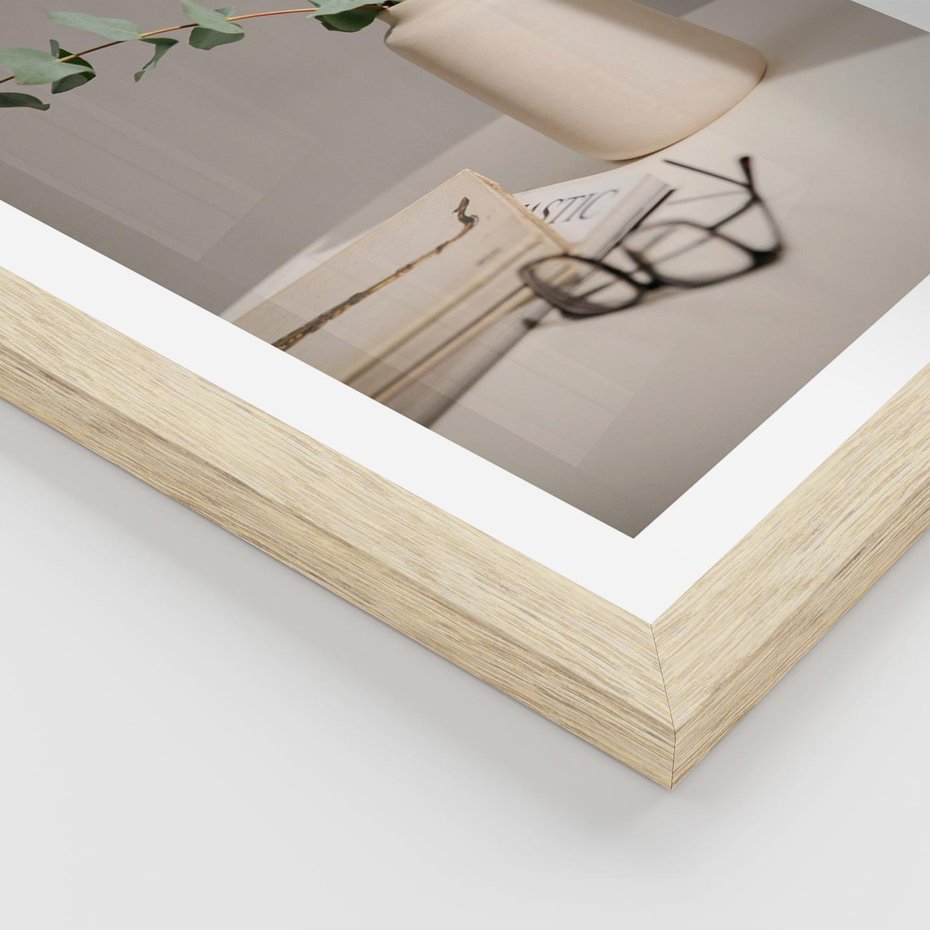 Plakat w ramie 50x70 - Eukaliptusowe liście w okularach - liście, eukaliptus - rama drewno