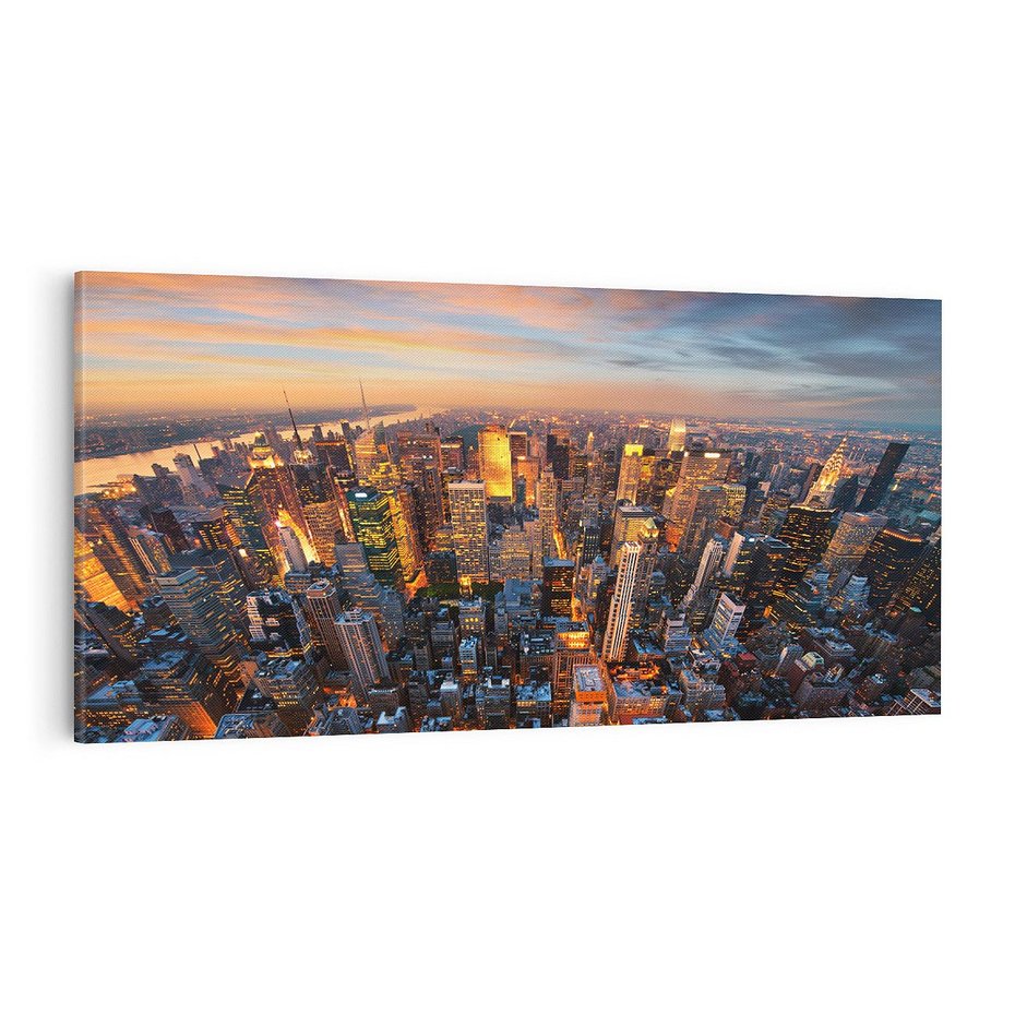 Obraz na płótnie 140x70 - Zachód słońca nad Nowym Jorkiem - New York, zachód