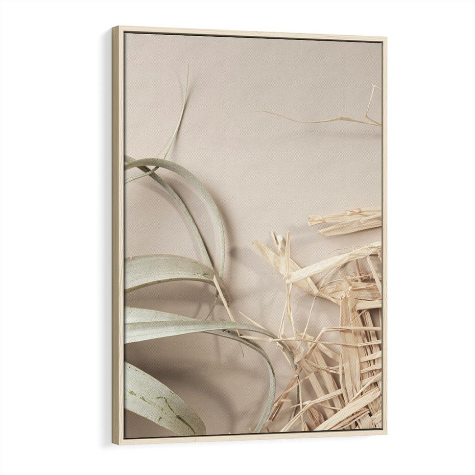Obraz w ramie 70x100 - Boho urok suchych liści - suche, liście - rama drewno