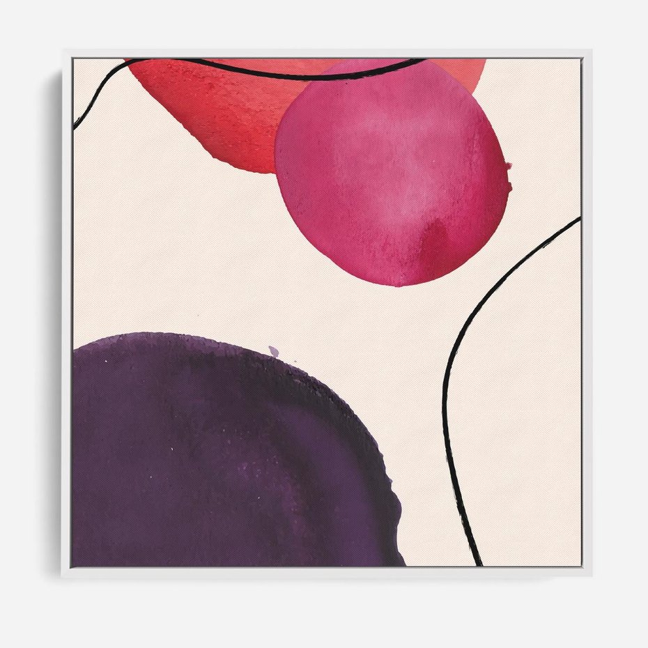 Obraz w ramie 50x50 - Kolorowe Impresje - abstrakcyjne akwarelowe plamy, nieregularne linie - rama biała