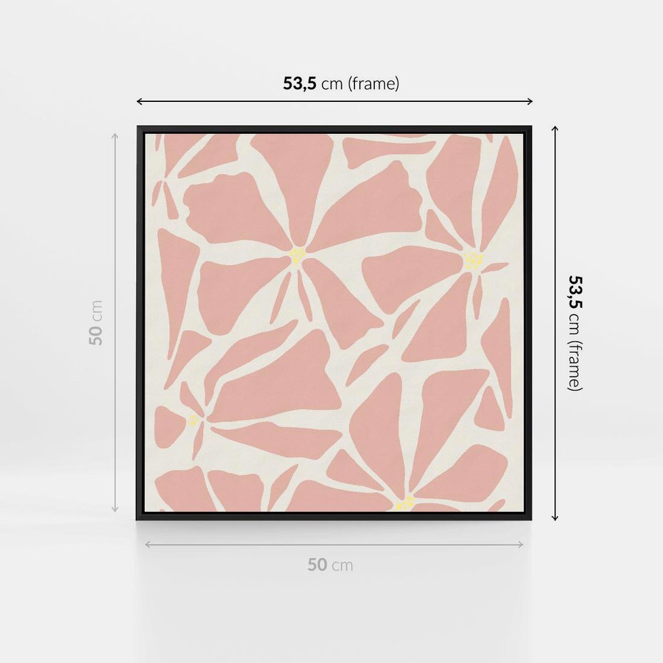 Obraz w ramie 50x50 - Akwarelowe Promienie - abstrakcyjne boho kwiaty, kompozycja - rama czarna