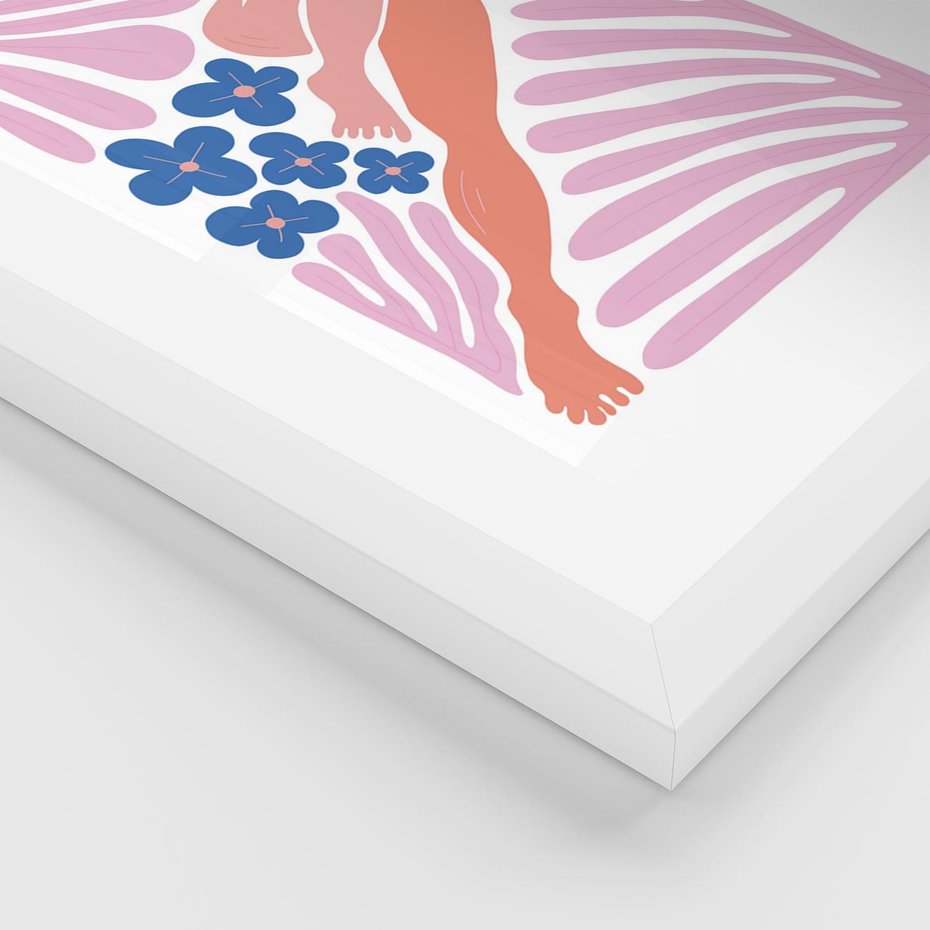 Plakat w ramie 40x50 - Opowieść Ognistych Rytów - nowoczesny kobiecy akt, graficzne kształty - rama biała