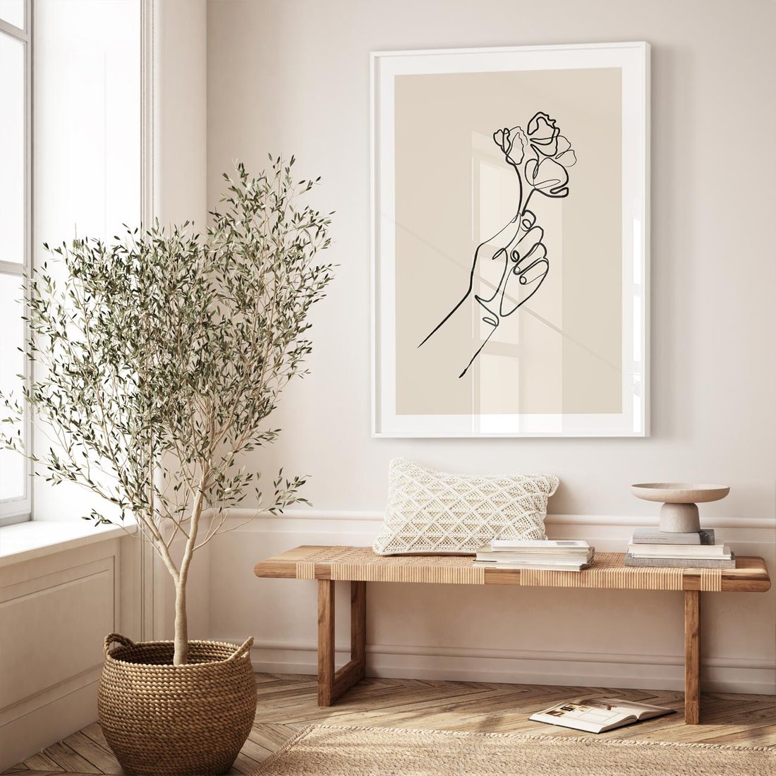 Plakat bez ramy 30x40 - Szkic Kwiatu - kwiat w dłoni, szkic