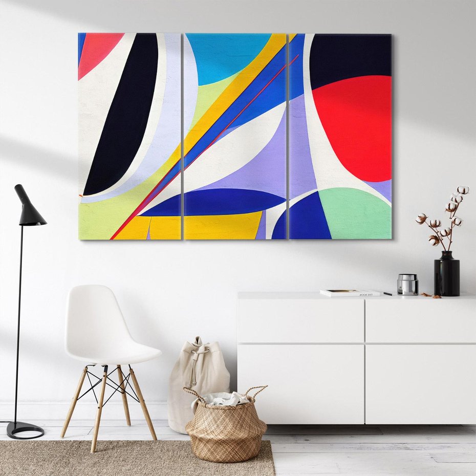 Obraz na płótnie 120x80 - Kolorowe Przesunięcia Kształtów - abstrakcyjny obraz olejny, żywe kolory