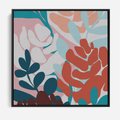 Obraz w ramie 50x50 - Impresje Kształtów - abstrakcyjna kompozycja kwiatowych form, kolor zgaszone - rama czarna