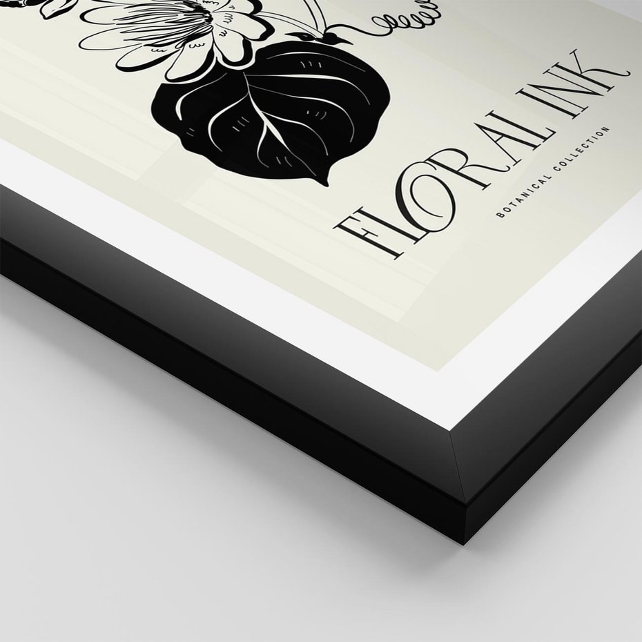 Plakat w ramie 30x40 - Odbicie kwiatowych chwil - kwiaty, typografia - rama czarna