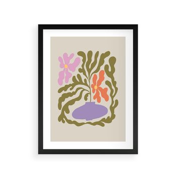 Plakat w ramie 30x40 - Kolorowe Echa - kwiaty, abstrakcja - rama czarna