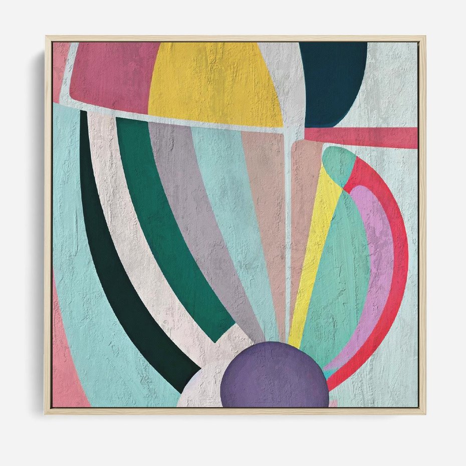 Obraz w ramie 50x50 - Podróżne Echa Przestrzeni - abstrakcyjne dziwne kształty, olejny obraz - rama drewno