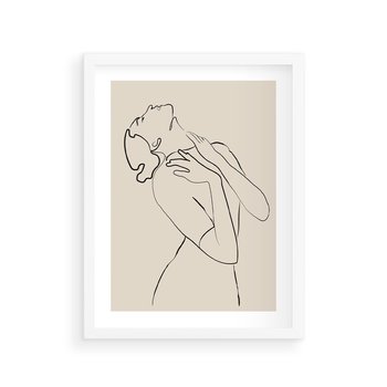 Plakat w ramie 50x70 - Bezkresny Taniec - kobieta, szkic - rama biała