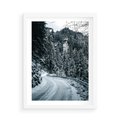 Plakat w ramie 50x70 - Zimowa Przygoda - zima w górach, droga - rama biała