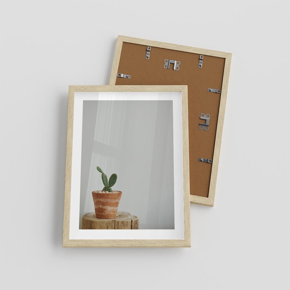 Plakat w ramie 30x40 - Kaktus w Doniczce - minimalizm, kaktur w doniczce - rama drewno