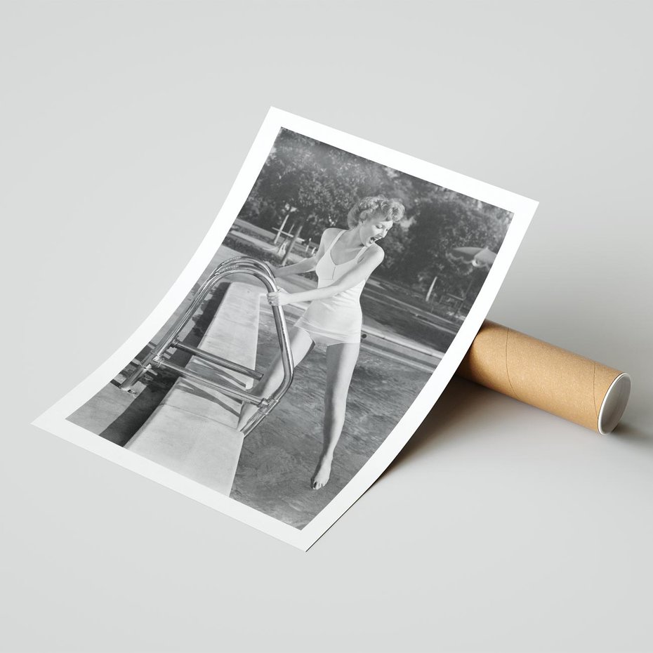 Plakat bez ramy 30x40 - Retro Basen - retro zdjęcie, czarno białe