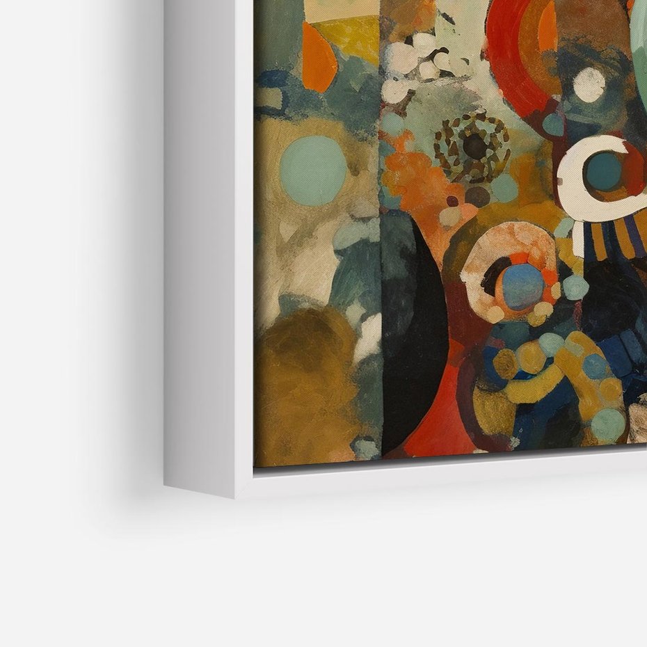 Obraz w ramie 80x80 - Podróżne Wizje Aberracji - abstrakcyjny obraz, mnogość kolorów - rama biała