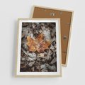 Plakat w ramie 50x70 - Jesienne Czarowanie - suchy liść, żółty - rama drewno