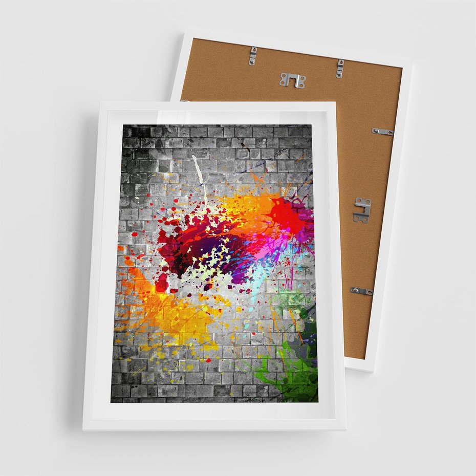Plakat w ramie 50x70 - Ekspresja Graffiti - farba, graffiti - rama biała