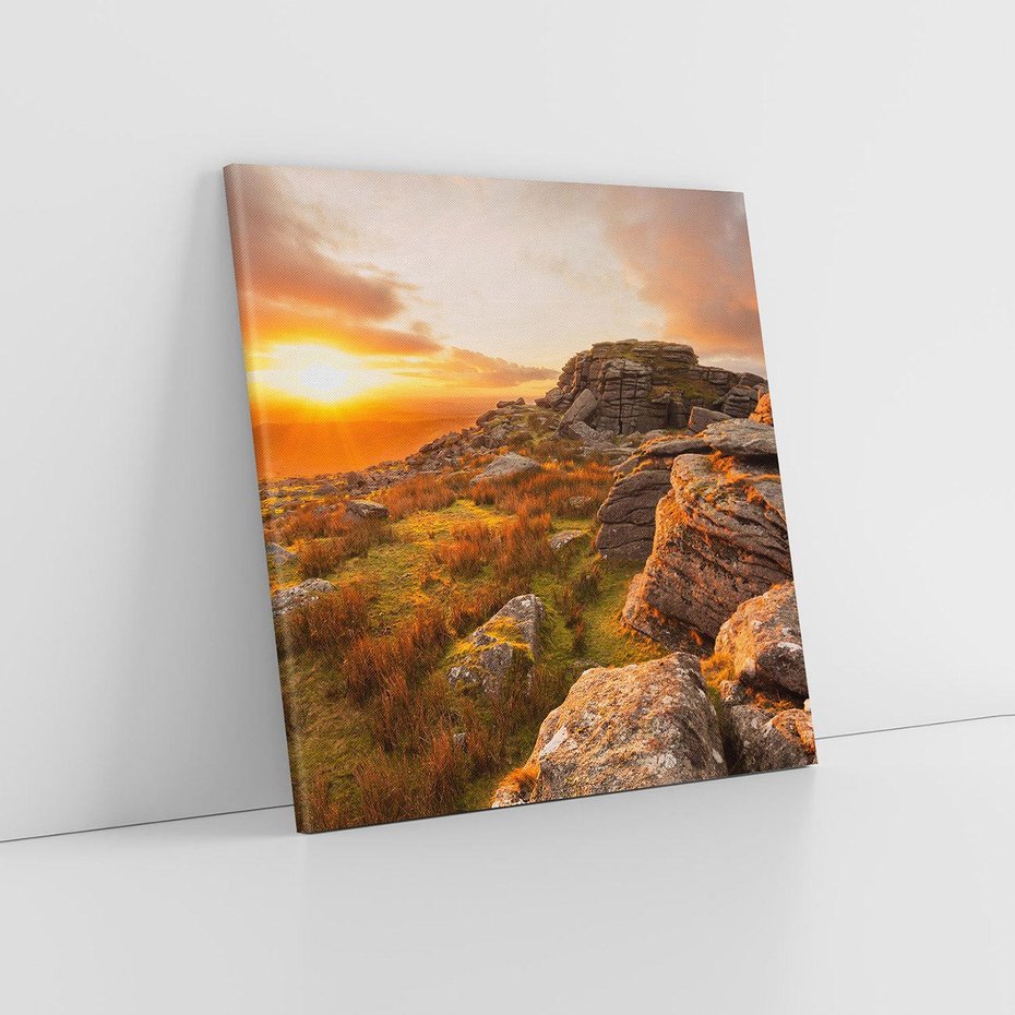 Obraz na płótnie 50x50 - Skały oplątane słońcem - skały, słońce