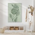 Obraz w ramie 70x100 - Szmaragdowy Oddech - abstrakcyjne delikatne zielone linie, podobne do gałęzi kwiatów - rama biała