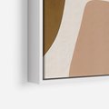 Obraz w ramie 70x100 - Harmonia chaosu i porządku - abstrakcyjne kształty, kolory beżu i brązu - rama biała