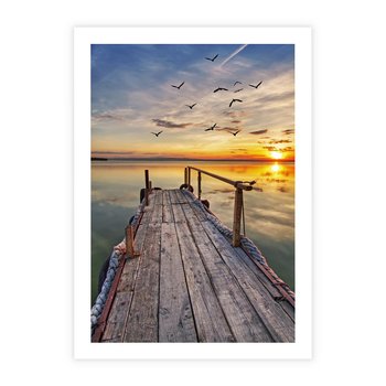 Plakat bez ramy 30x40 - Spokojny pomost nad jeziorem - pomost, jezioro