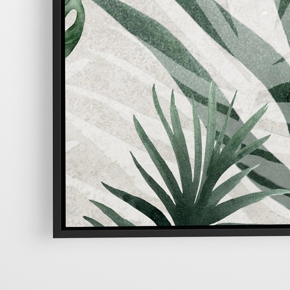 Obraz w ramie 50x70 - Tropikalne Akwarele - tropikalne liście, akwarela - rama czarna