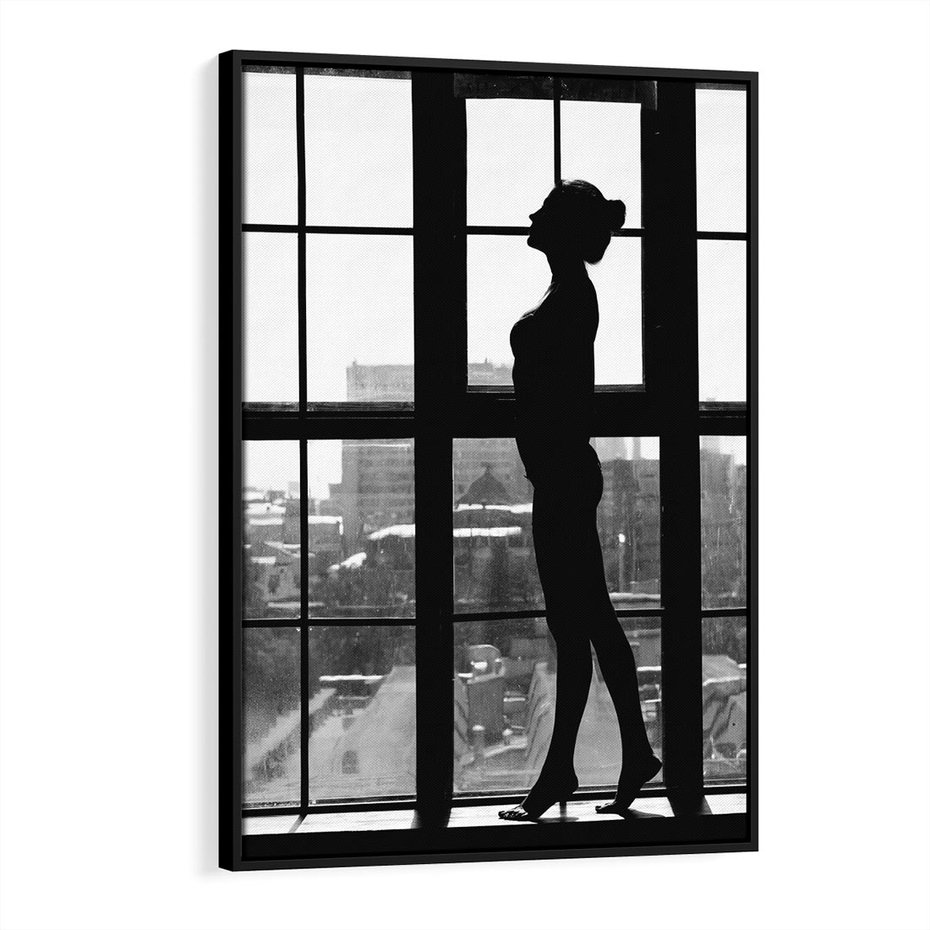 Obraz w ramie 70x100 - Piękno Kobiecej Formy - retro zdjęcie, czarno białe - rama czarna