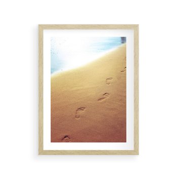 Plakat w ramie 40x50 - Ślad Przygody - ślady, stóp - rama drewno