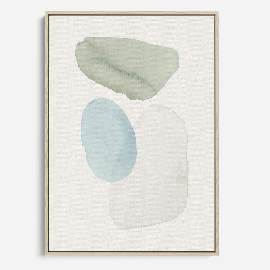 Obraz w ramie 80x120 - Akwarelowa Symfonia Natury - abstrakcyjne delikatne plamy, akwarelowe - rama drewno