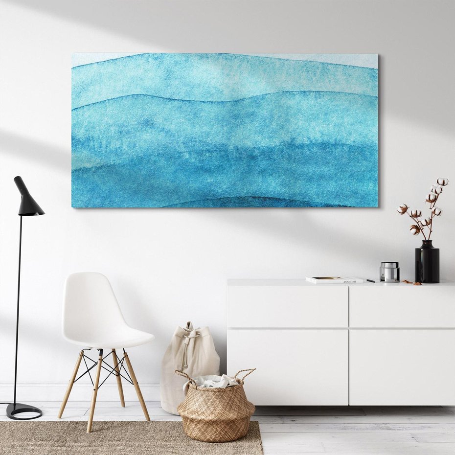 Obraz na płótnie 120x60 - Kolorowe fale akwareli - akwarela, fale