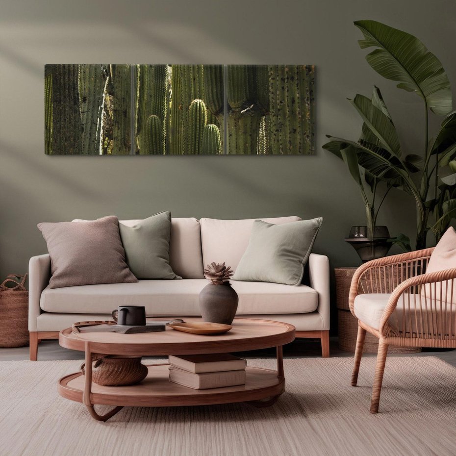 Obraz na płótnie 150x50 - Wyjątkowy Klimat Boho - kaktusy, pustynia