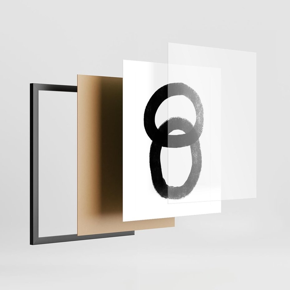 Plakat w ramie 40x50 - Kształtując Granice - abstrakcja, minimalizm - rama czarna