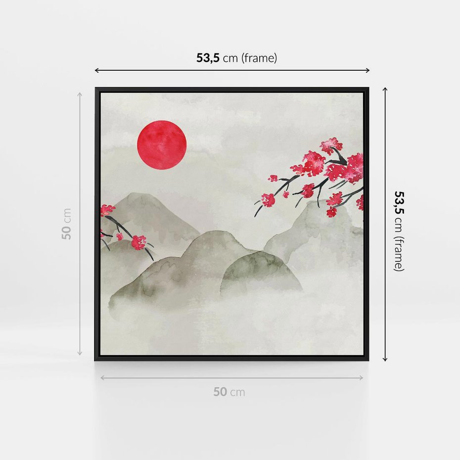 Obraz w ramie 50x50 - Harmonia Japandi - styl japandi, japonia - rama czarna
