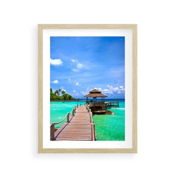 Plakat w ramie 40x50 - Magia tropikalnego oceanu - ocean, tropiki - rama drewno