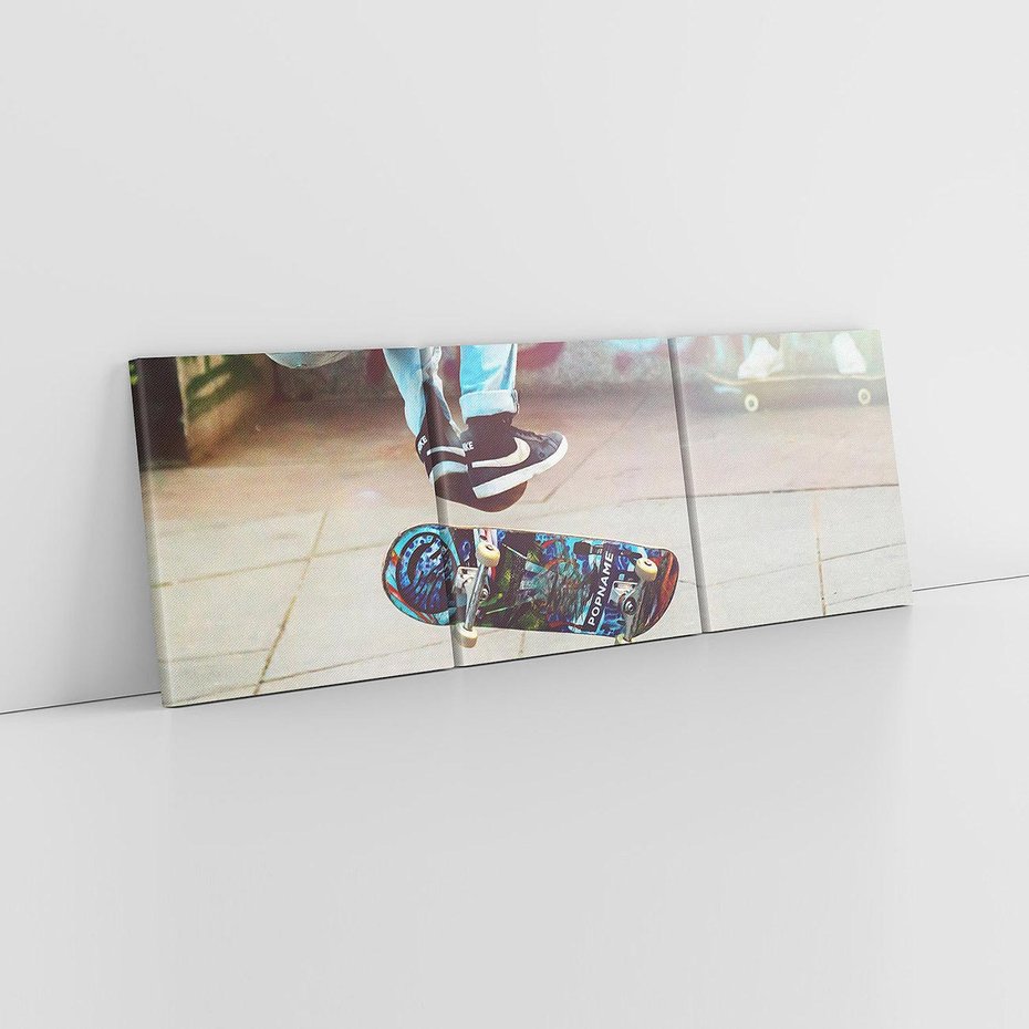 Obraz na płótnie 90x30 - Skateboardowe Rytmy na Desce - deskorolka, skateboard