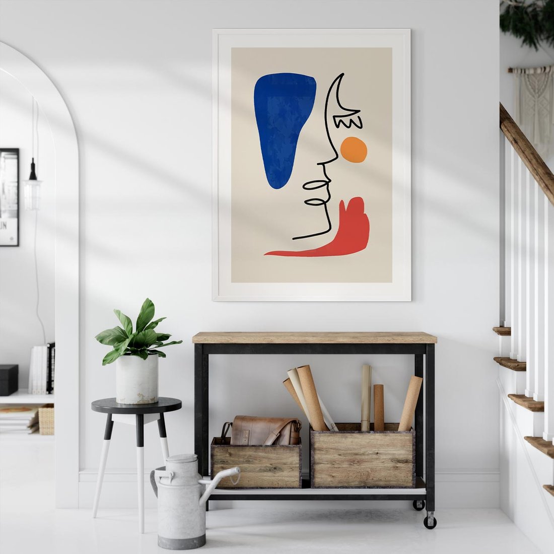 Plakat bez ramy 30x40 - Rozbijające Symfonie Form - abstrakcyjny obraz, przypomina twarz