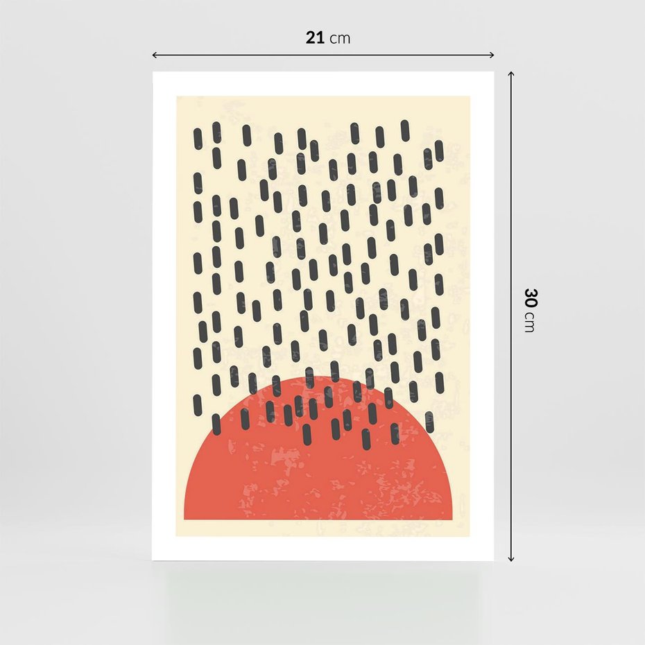 Plakat bez ramy 21x30 - Czerwona Abstrakcja: Grafika z Wyrazistym Kołem - abstrakcja grafika, czerwone koło