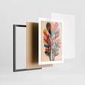 Plakat w ramie 30x40 - Symfonia Wzrokowych Impresji - abstrakcyjny kolorowy tęczowy obraz, inspiracje roślinne - rama czarna