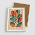 Plakat w ramie 50x70 - Wnętrza Kształtów - abstrakcyjny kolorowy tęczowy obraz, inspiracje roślinne - rama drewno