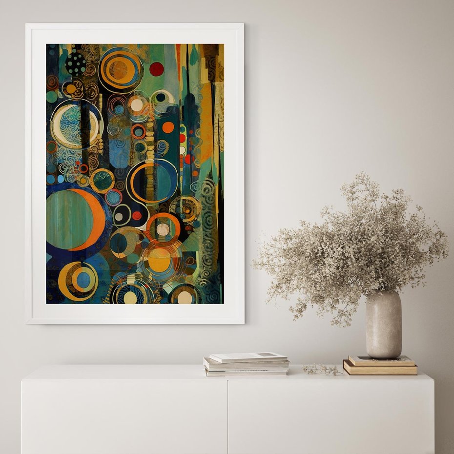 Plakat bez ramy 21x30 - Wibracje Wymyślnych Form - abstrakcyjny obraz, mnogość kolorów