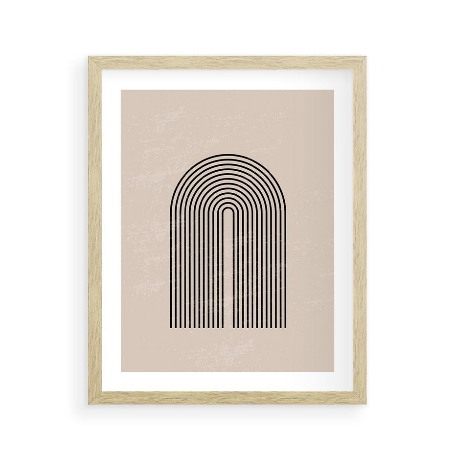 Plakat w ramie 40x50 - Migocące Echa - abstrakcyjne linie, geometria - rama drewno